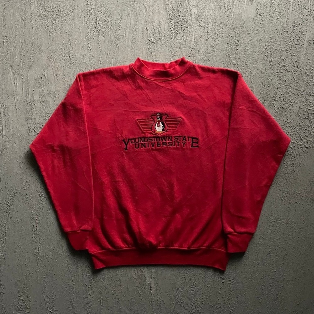 Vintage Youngstown State University Sweatshirt Mens Medium Red 90s Tultex